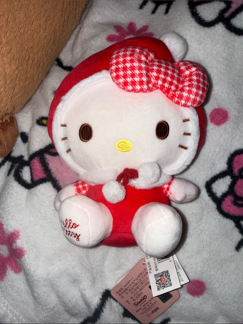 Hello Kitty Red & White Holiday Plush with Bow